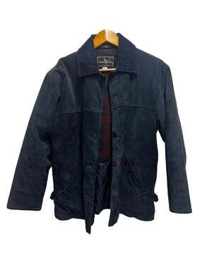 Brandon Thomas Suede Leather Jacket with Plaid Lining, Size M